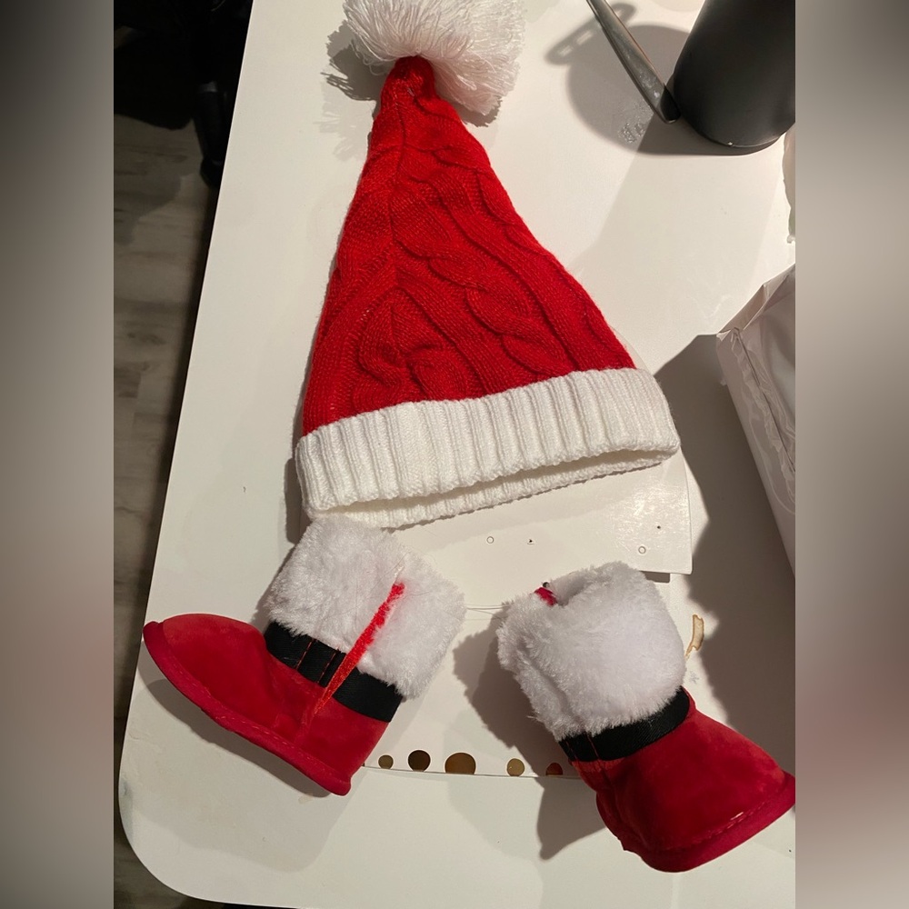 3 for $10 - NWT little me festive Santa Hat and Booties Set